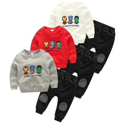 童装韩版儿童卫衣套装潮女童男童秋装套装2016新款宝宝运动两件套