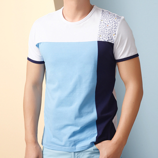 新款夏季男短袖T恤 纯色修身纯棉圆领体恤衫青年半袖韩版大码男装