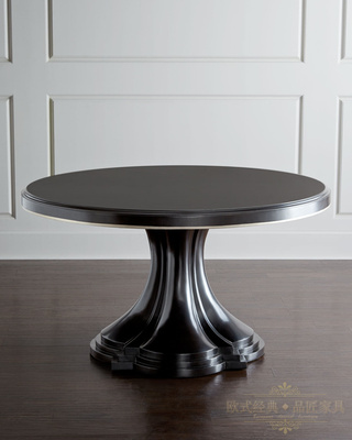 美式实木家用圆餐桌 北欧纯原木质小型长条形实木家庭酒店餐桌椅